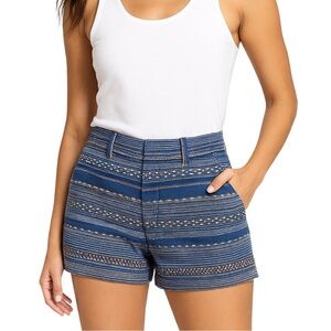 Joie Blue Boho Woven Shorts Size 8 | Embroidered Striped Festival Style